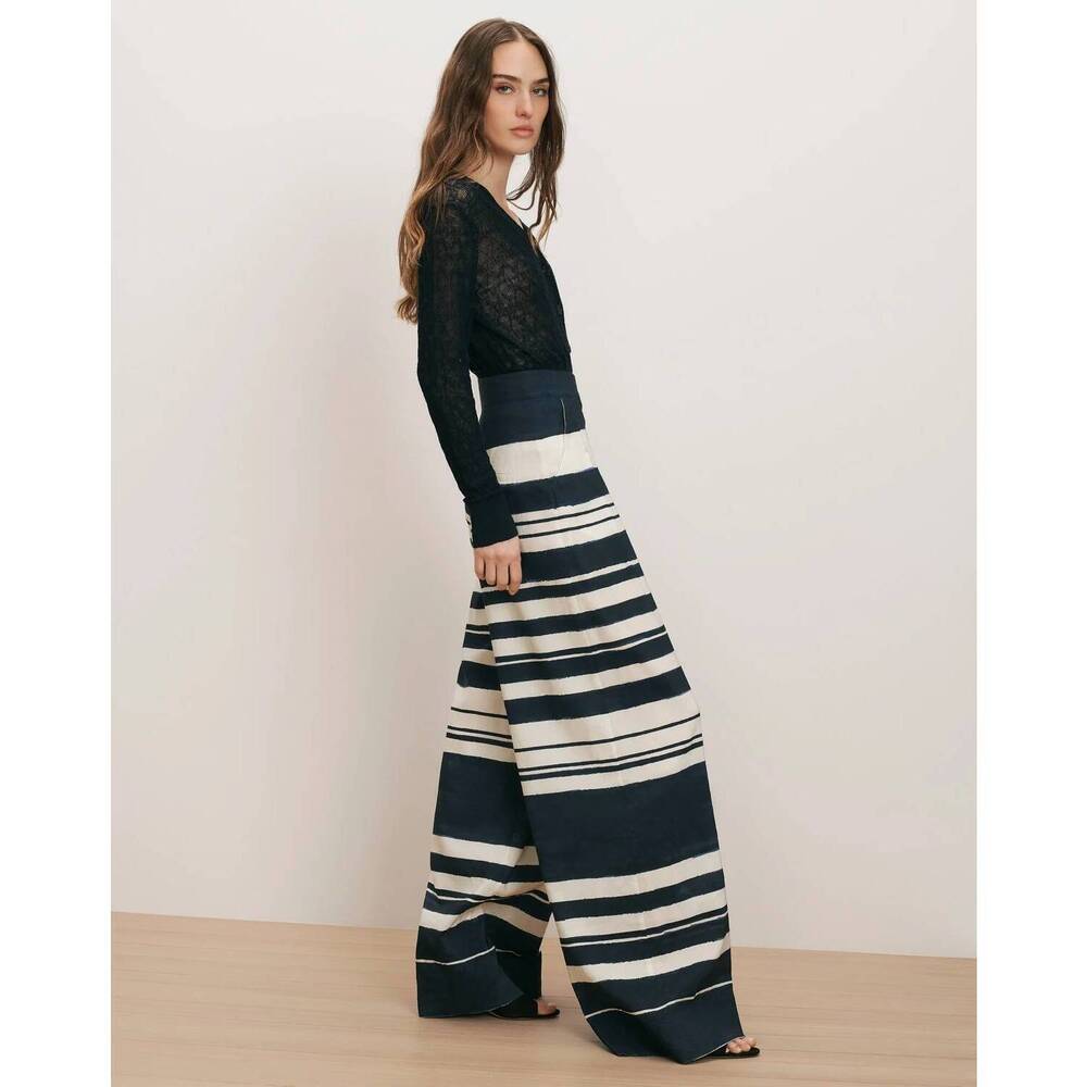 NEW VERONICA BEARD heron crossover waistband pants in navy dove white - Picture 3 of 7